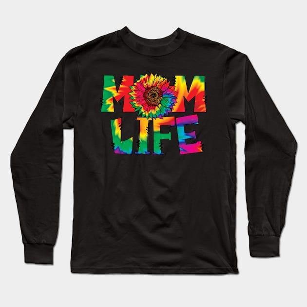 Tie dye sunflower mom life Long Sleeve T-Shirt by Samphelinshop